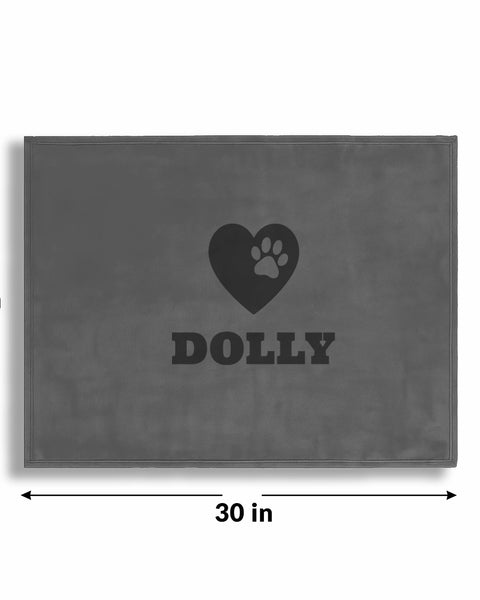 Personalized Gray Fleece Pet Blanket 20x30 Horizontal - Engraved Name & Icon, Soft Polar Fleece, Dog & Cat