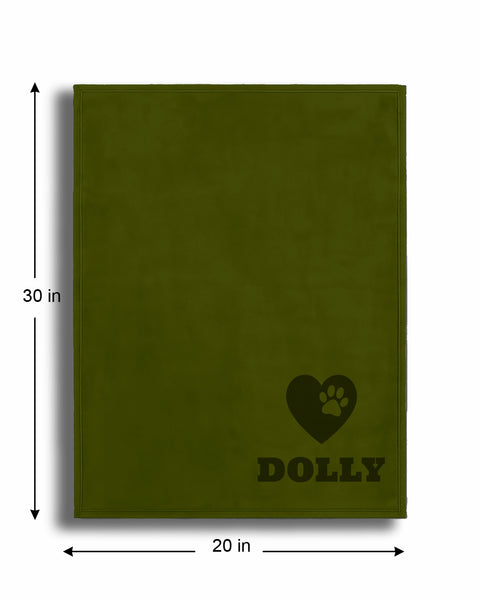 Personalized Green Fleece Pet Blanket 20x30 - Engraved Name & Icon, Soft Polar Fleece, Dog & Cat