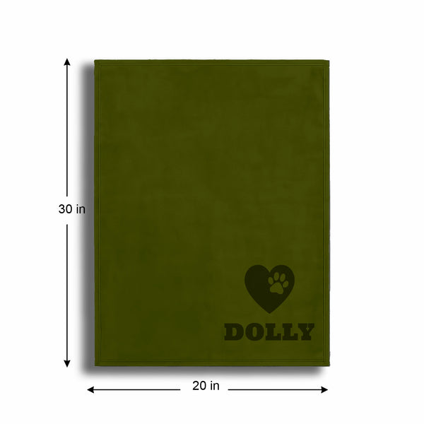 Personalized Green Fleece Pet Blanket 20x30 - Engraved Name & Icon, Soft Polar Fleece, Dog & Cat