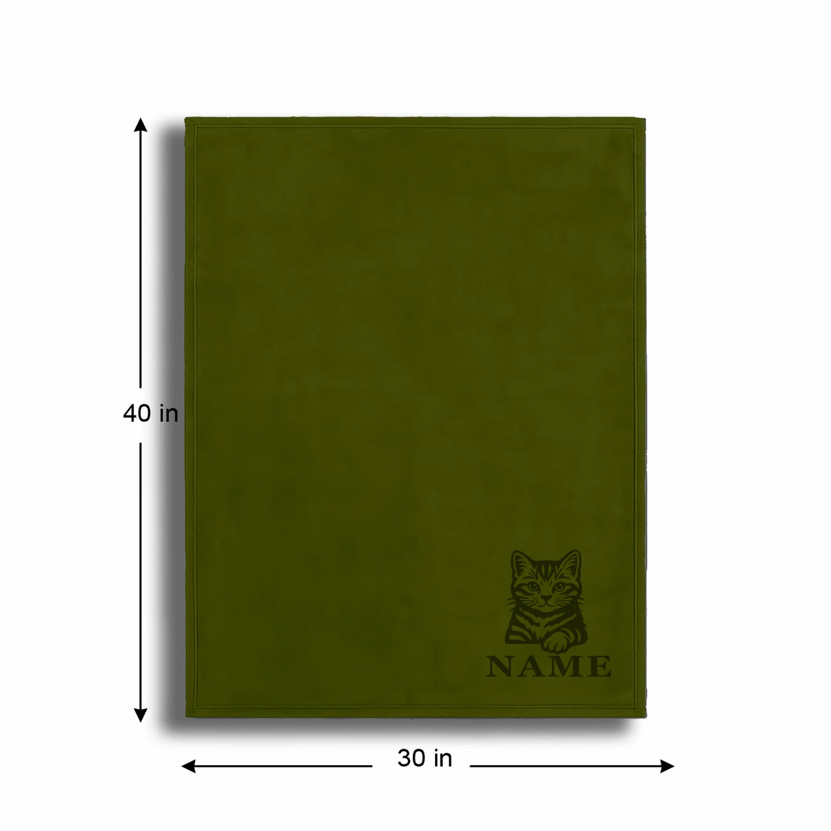 Personalized Green Fleece Pet Blanket 30x40 - Engraved Name & Breed Art, Soft Polar Fleece, Dog & Cat