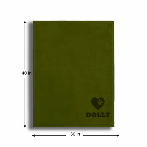 Personalized Green Fleece Pet Blanket 30x40 - Engraved Name & Icon, Soft Polar Fleece, Dog & Cat