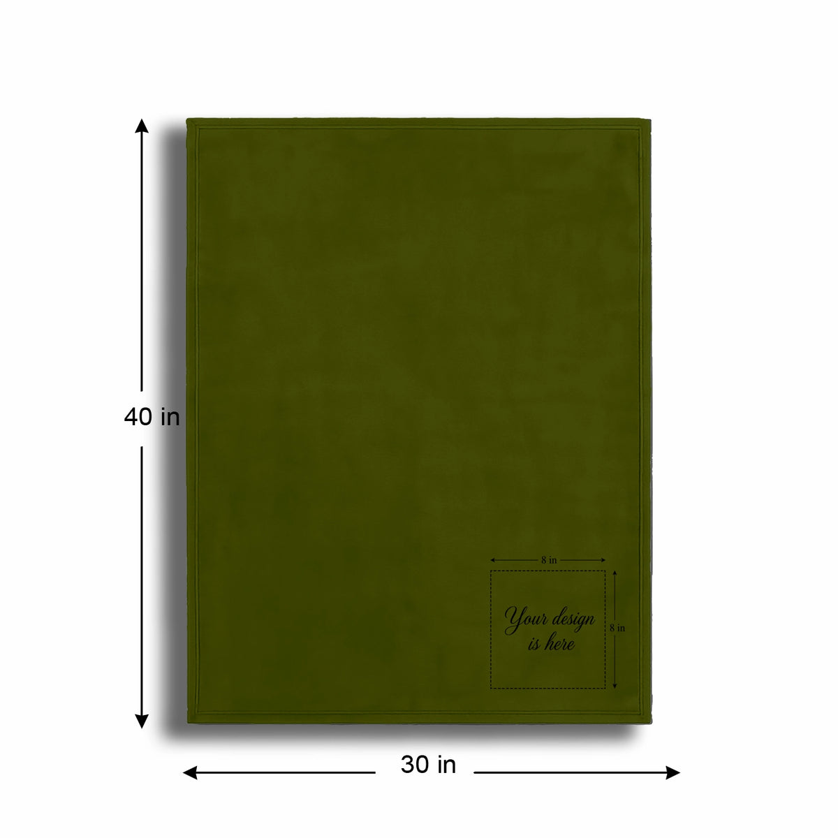 Personalized Green Fleece Pet Blanket 30x40 - Engraved Name & Breed Art, Soft Polar Fleece, Dog & Cat