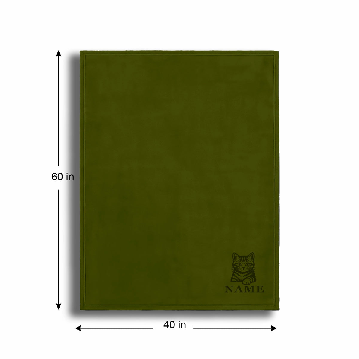 Personalized Green Fleece Pet Blanket 40x60 - Engraved Name & Breed Art, Soft Polar Fleece, Dog & Cat