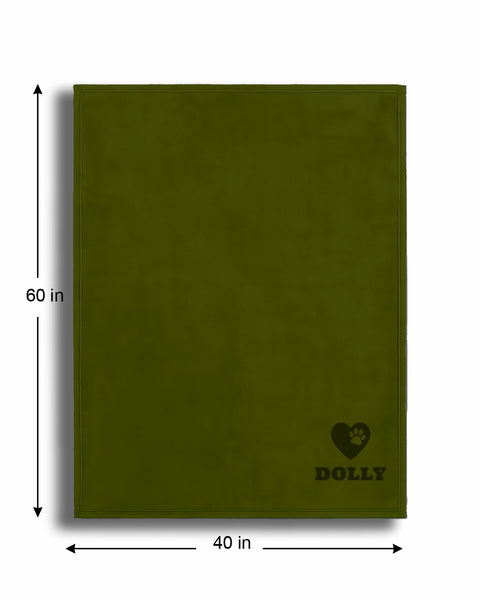 Personalized Green Fleece Pet Blanket 40x60 - Engraved Name & Icon, Soft Polar Fleece, Dog & Cat