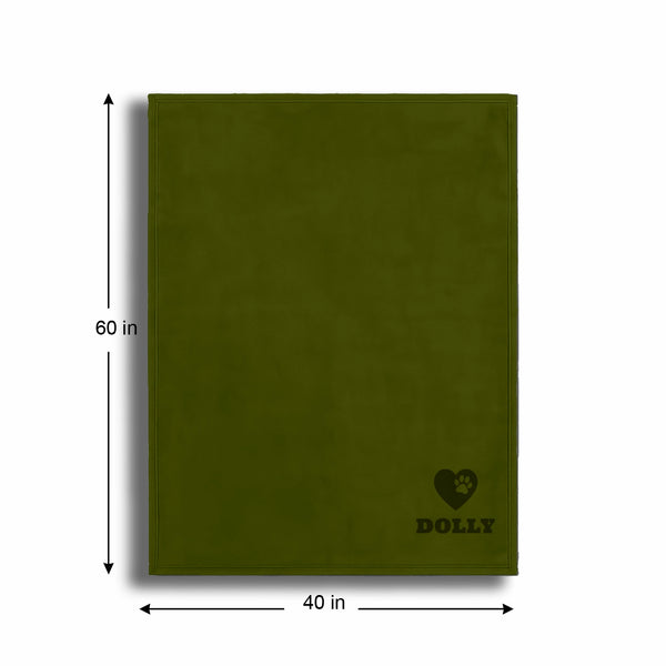 Personalized Green Fleece Pet Blanket 40x60 - Engraved Name & Icon, Soft Polar Fleece, Dog & Cat