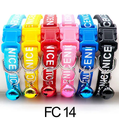 Bulk Colorful Adjustable Cat Collars with Bells 12 Pcs