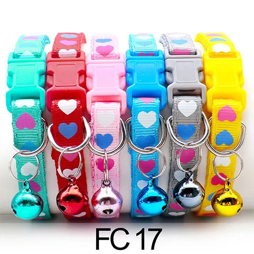 Bulk Colorful Adjustable Cat Collars with Bells 12 Pcs