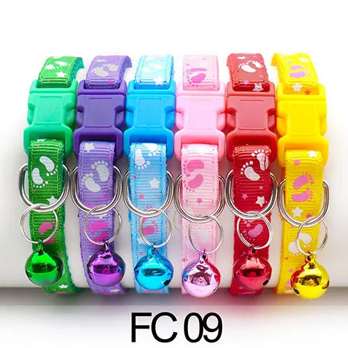 Bulk Colorful Adjustable Cat Collars with Bells 12 Pcs