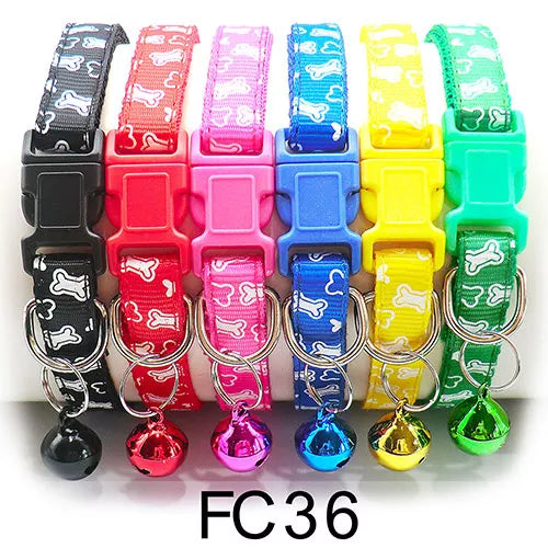 Bulk Colorful Adjustable Cat Collars with Bells 12 Pcs