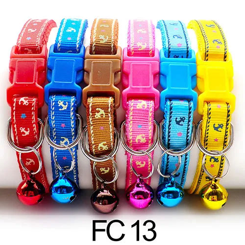 Bulk Colorful Adjustable Cat Collars with Bells 12 Pcs