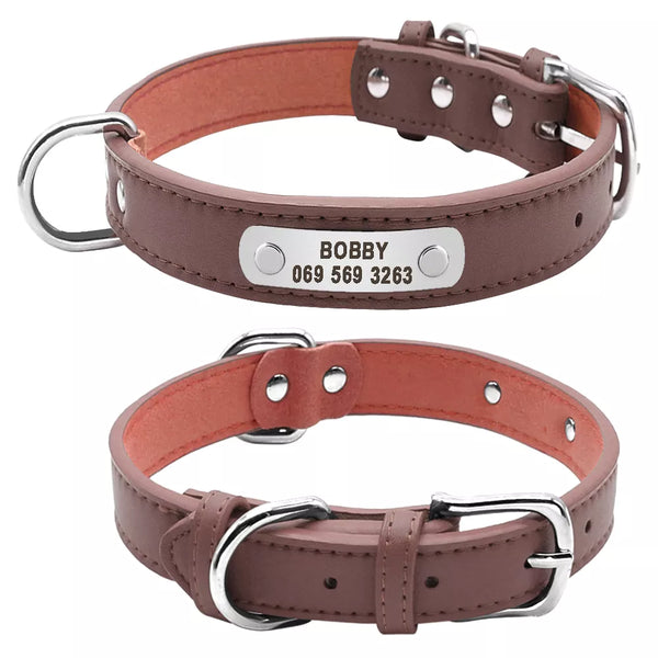 Personalized Dog Collar Vegan Leather for Small Medium Large Dogs and Cats