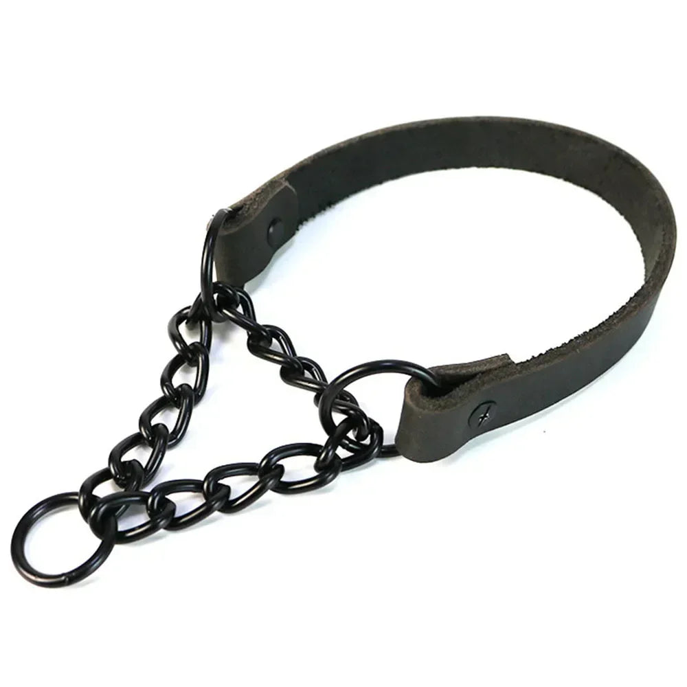 genuine leather chocking collar all breeds dogs