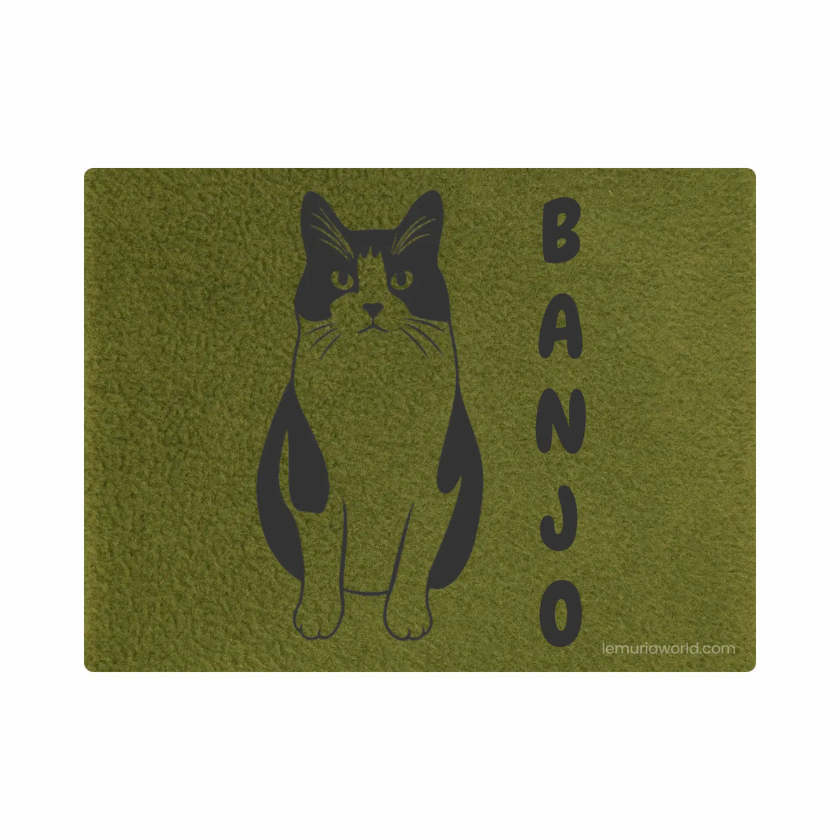 Personalized Gray Pet Blanket Mat 24x15 - Engraved Name & Icon, Double-Sided Fleece & Sherpa, Dog & Cat