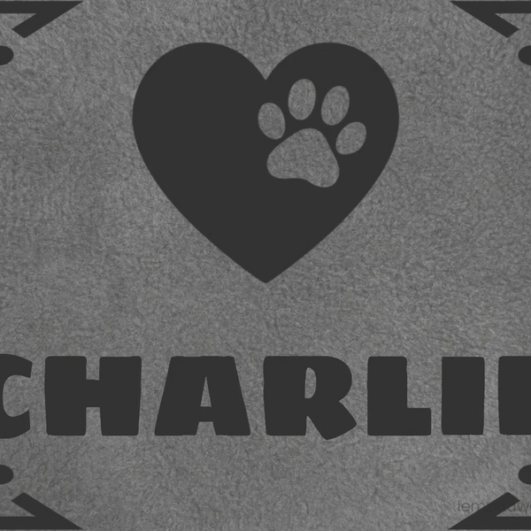 Personalized Green Pet Blanket Mat 31x24 - Engraved Name & Icon, Double-Sided Fleece & Sherpa, Dog & Cat