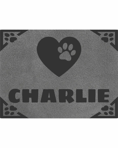 Personalized Green Pet Blanket Mat 31x24 - Engraved Name & Icon, Double-Sided Fleece & Sherpa, Dog & Cat