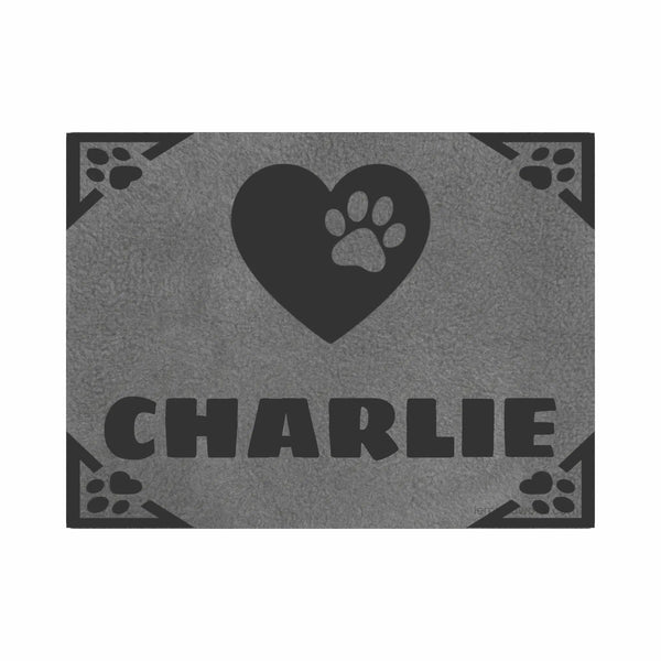 Personalized Green Pet Blanket Mat 31x24 - Engraved Name & Icon, Double-Sided Fleece & Sherpa, Dog & Cat