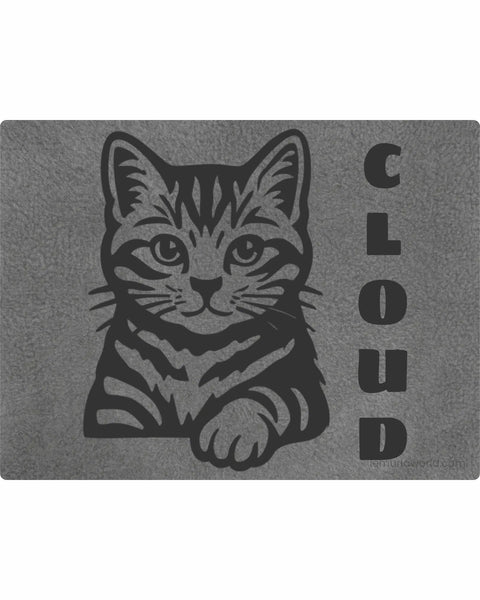 Personalized Green Pet Blanket Mat 48x38 - Engraved Name & Breed Art, Double-Sided Fleece & Sherpa, Dog & Cat