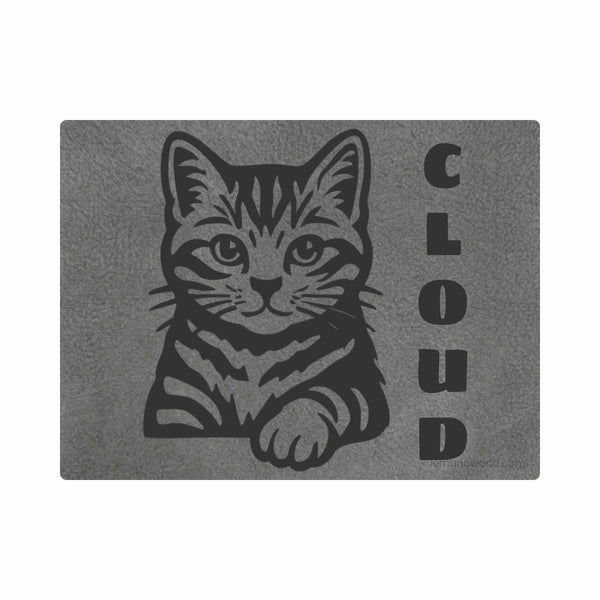 Personalized Green Pet Blanket Mat 48x38 - Engraved Name & Breed Art, Double-Sided Fleece & Sherpa, Dog & Cat