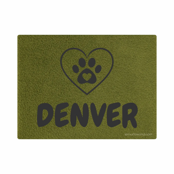 Personalized Green Pet Blanket Mat 48x38 - Engraved Name & Icon, Double-Sided Fleece & Sherpa, Dog & Cat