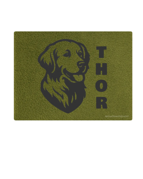 Small Personalized Green Double-Sided Dog & Cat Mat Bed - Custom Engraved Fleece & Sherpa Pet Bed