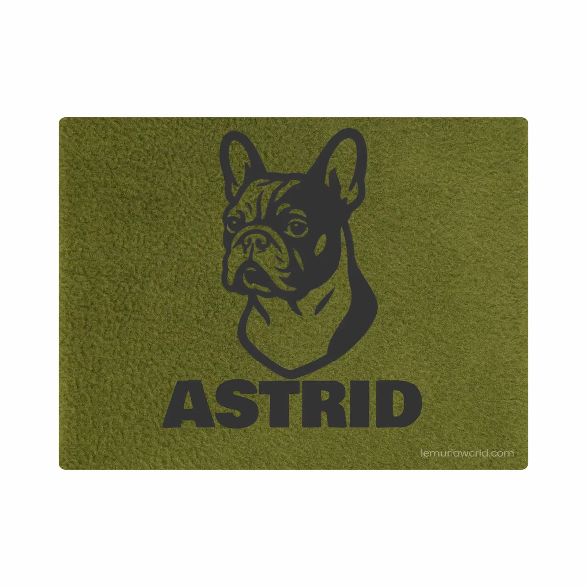 Personalized Gray Pet Blanket Mat 31x24 - Engraved Name & Breed Art, Double-Sided Fleece & Sherpa, Dog & Cat