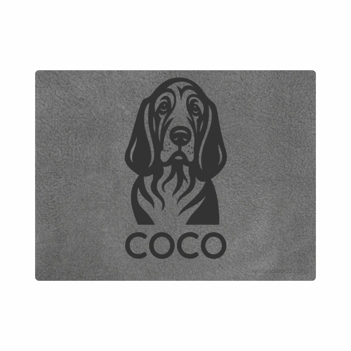 Personalized Gray Pet Blanket Mat 31x24 - Engraved Name & Breed Art, Double-Sided Fleece & Sherpa, Dog & Cat