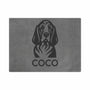 Personalized Gray Pet Blanket Mat 31x24 - Engraved Name & Breed Art, Double-Sided Fleece & Sherpa, Dog & Cat