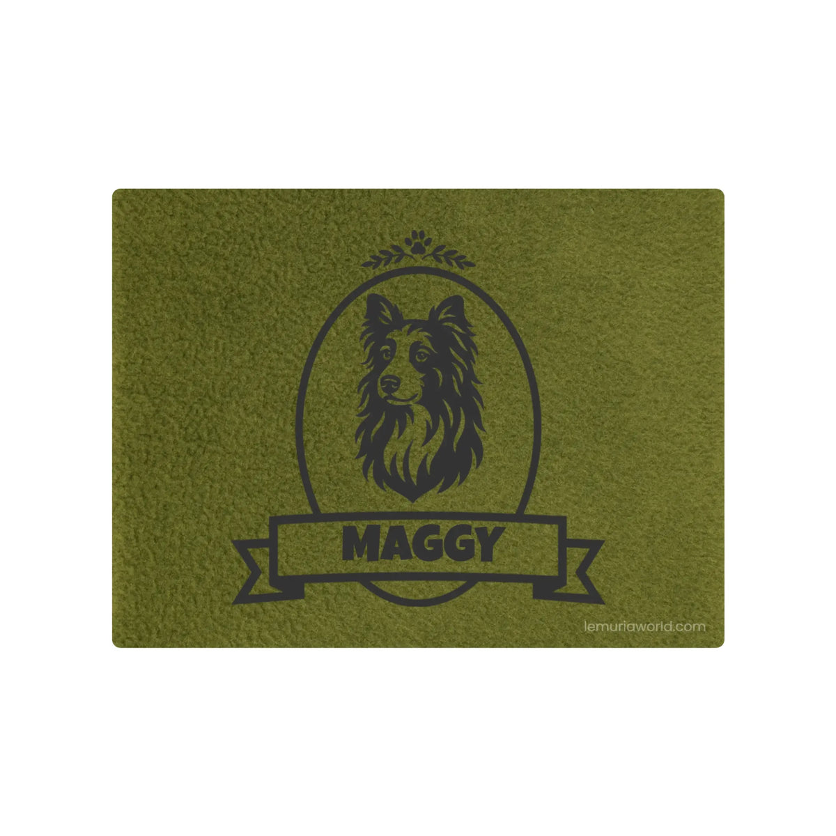Small Personalized Green Double-Sided Dog & Cat Mat Bed - Custom Engraved Fleece & Sherpa Pet Bed