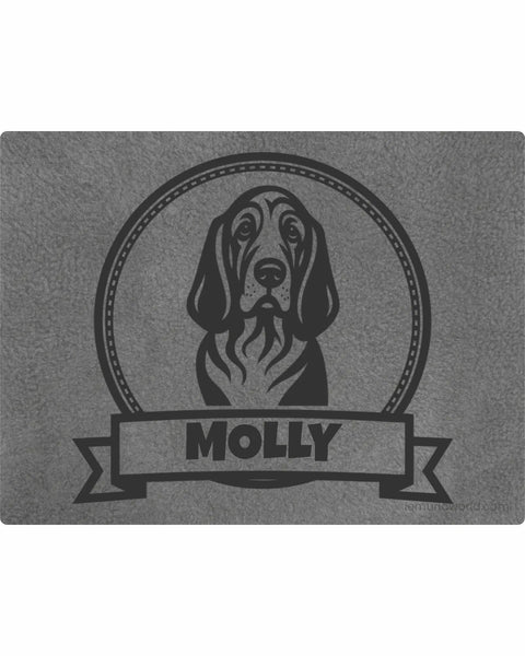 Personalized Green Pet Blanket Mat 48x38 - Engraved Name & Breed Art, Double-Sided Fleece & Sherpa, Dog & Cat