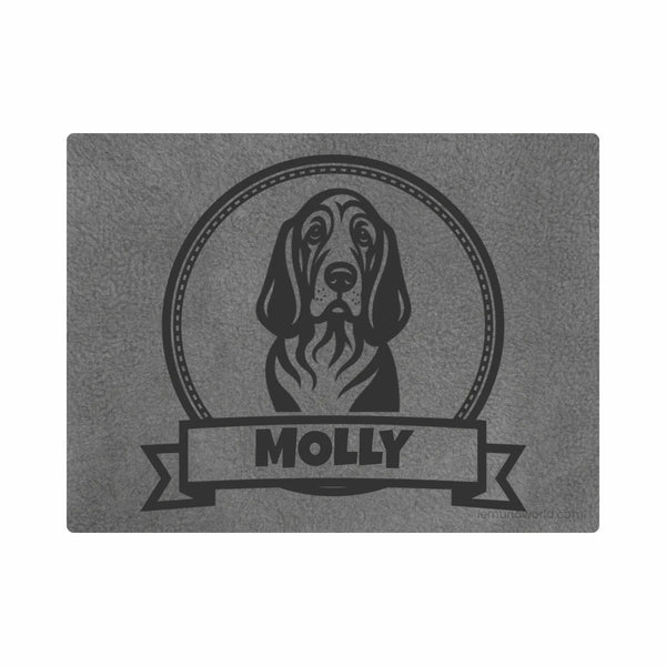 Personalized Green Pet Blanket Mat 48x38 - Engraved Name & Breed Art, Double-Sided Fleece & Sherpa, Dog & Cat