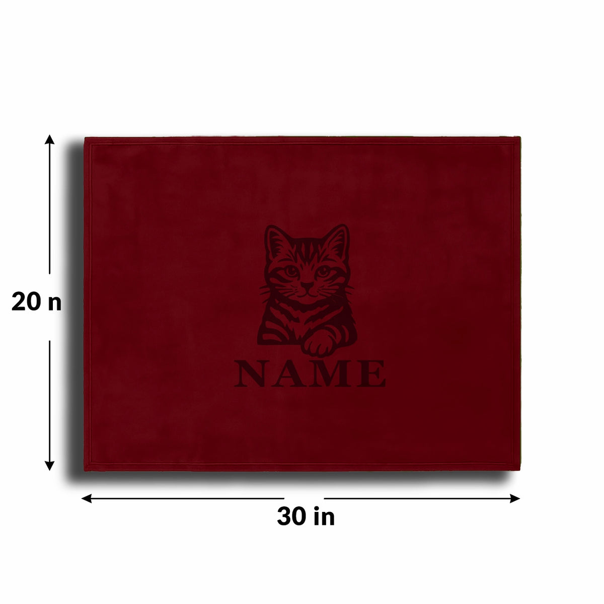 Personalized Red Fleece Pet Blanket 20x30 Horizontal - Engraved Name & Breed Art, Soft Polar Fleece, Dog & Cat