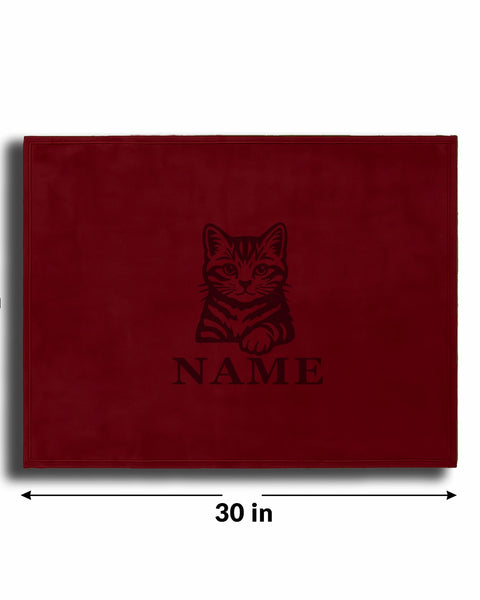 Personalized Red Fleece Pet Blanket 20x30 Horizontal - Engraved Name & Breed Art, Soft Polar Fleece, Dog & Cat