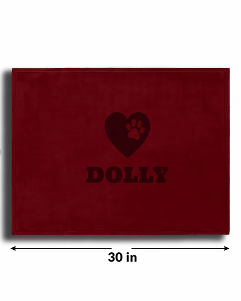 Personalized Red Fleece Pet Blanket 20x30 Horizontal - Engraved Name & Icon, Soft Polar Fleece, Dog & Cat