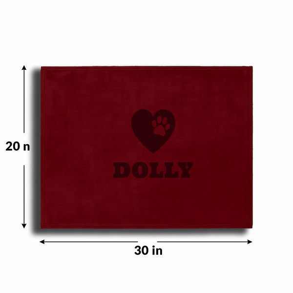 Personalized Red Fleece Pet Blanket 20x30 Horizontal - Engraved Name & Icon, Soft Polar Fleece, Dog & Cat