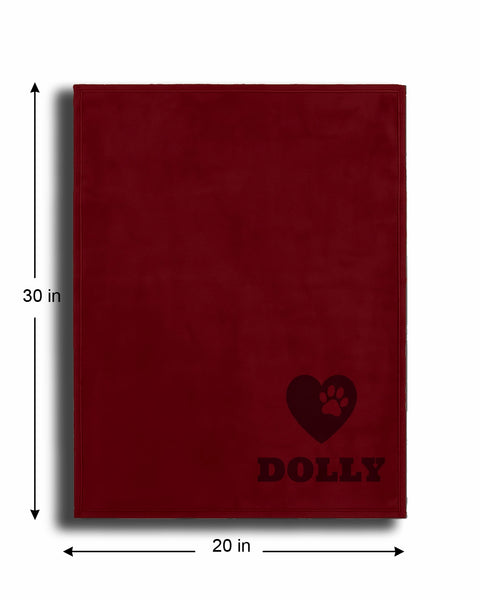 Personalized Red Fleece Pet Blanket 20x30 - Engraved Pet Name, Soft Polar Fleece, Dog & Cat