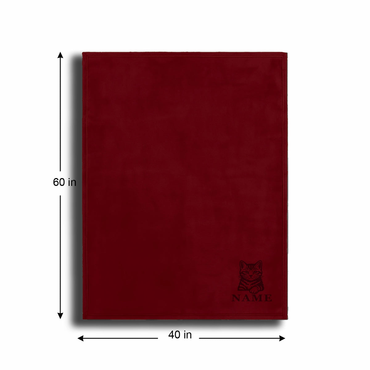 Personalized Red Fleece Pet Blanket 40x60 - Engraved Name & Breed Art, Soft Polar Fleece, Dog & Cat