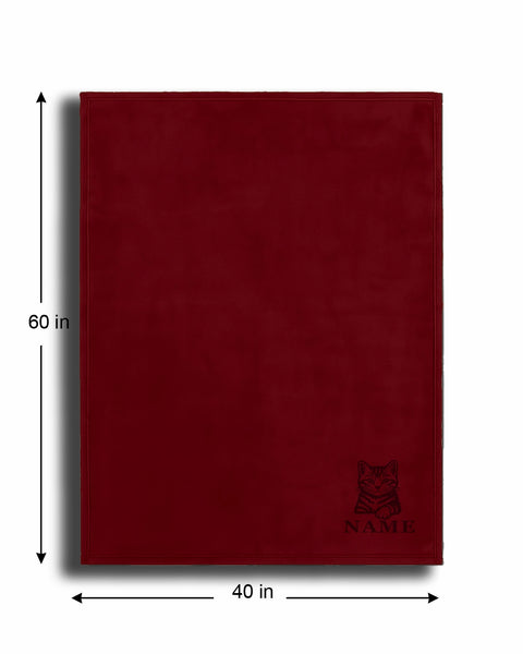 Personalized Red Fleece Pet Blanket 40x60 - Engraved Name & Breed Art, Soft Polar Fleece, Dog & Cat