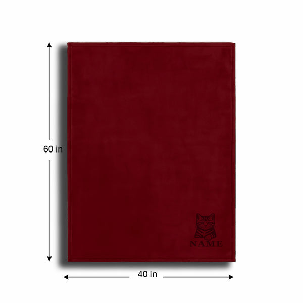 Personalized Red Fleece Pet Blanket 40x60 - Engraved Name & Breed Art, Soft Polar Fleece, Dog & Cat