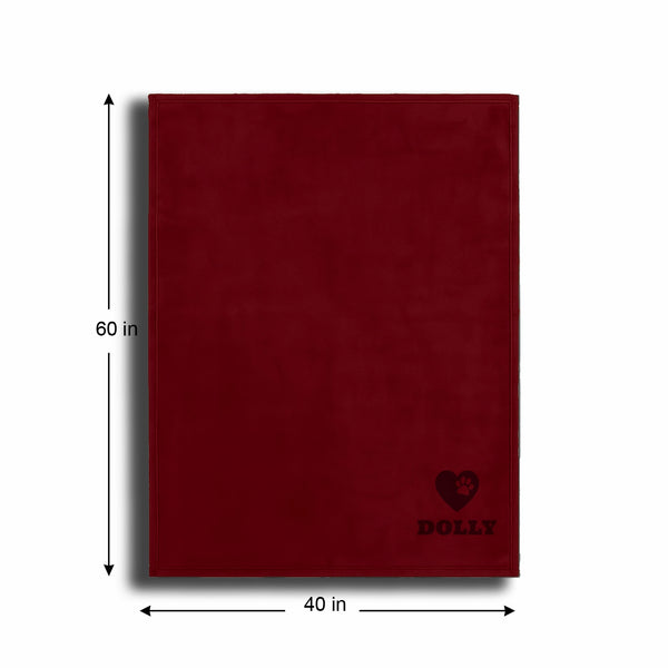 Personalized Red Fleece Pet Blanket 40x60 - Engraved Name & Icon, Soft Polar Fleece, Dog & Cat