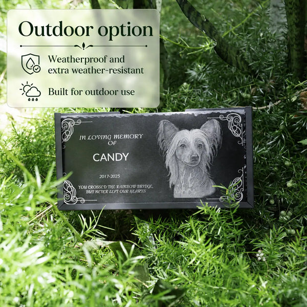 Personalized Pet Memorial Stone with Icon — 12x6 Slate Dog & Cat Grave Marker, Custom Engraved Indoor/Outdoor Headstone (No Photo Needed)