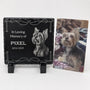 Personalized Pet Memorial Stone with Photo — 4 x4 Slate Dog & Cat Grave Marker, Custom Engraved Indoor/Outdoor Headstone