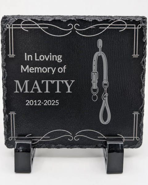 Personalized Pet Memorial Stone with Icon — 4x4 Slate Dog & Cat Grave Marker, Custom Engraved Indoor/Outdoor Headstone (No Photo Needed)