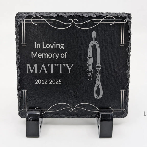 Personalized Pet Memorial Stone with Icon — 4x4 Slate Dog & Cat Grave Marker, Custom Engraved Indoor/Outdoor Headstone (No Photo Needed)