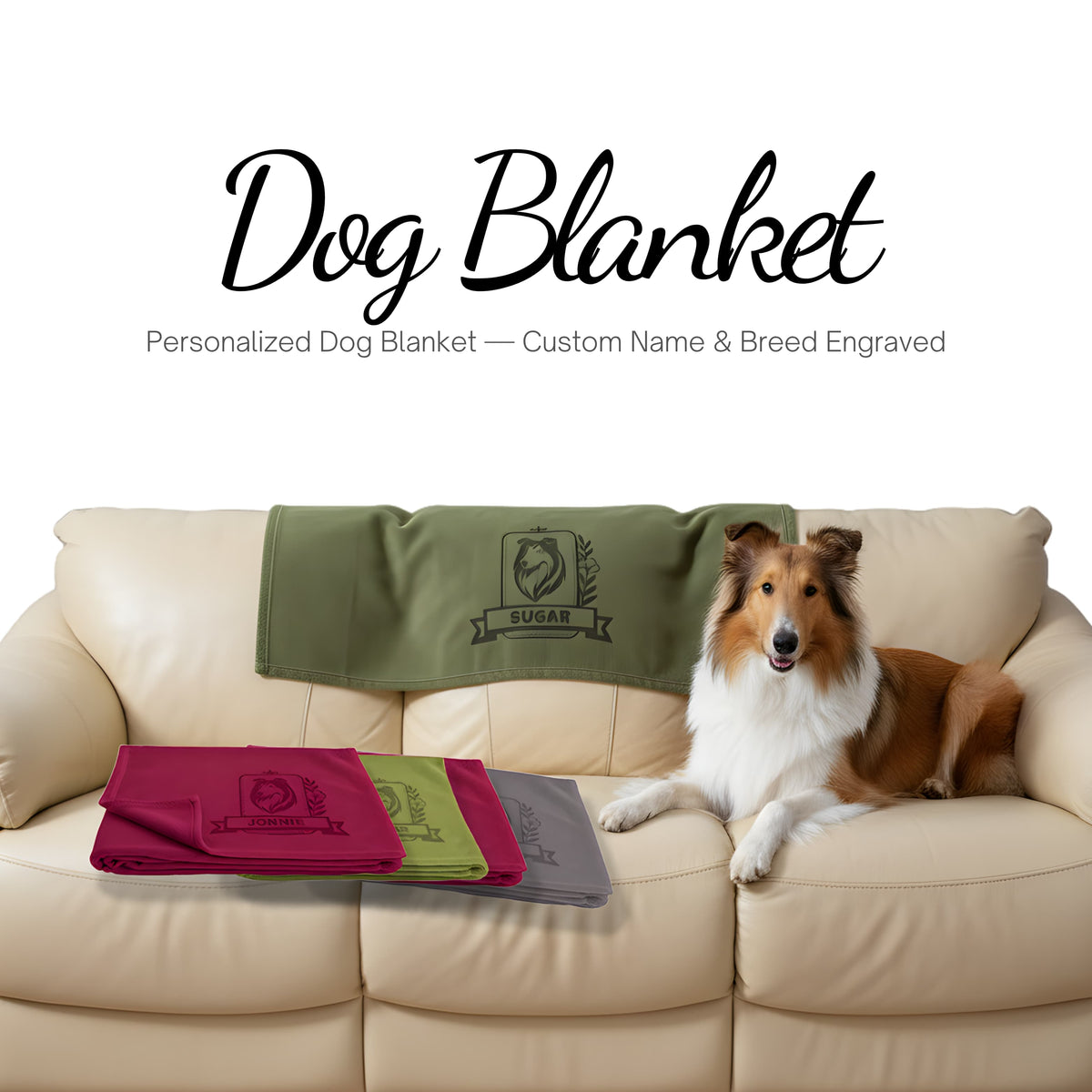 Dog & Cat Personalized Engraved Fleece Blanket – Custom Pet Name & Design