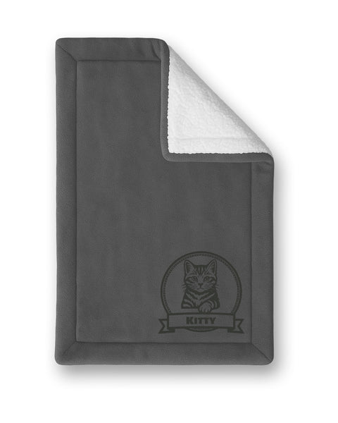 Dog & Cat Custom  Mat – Personalized Fleece and Sherpa Pet Mat with Name, Icon or Breed Image