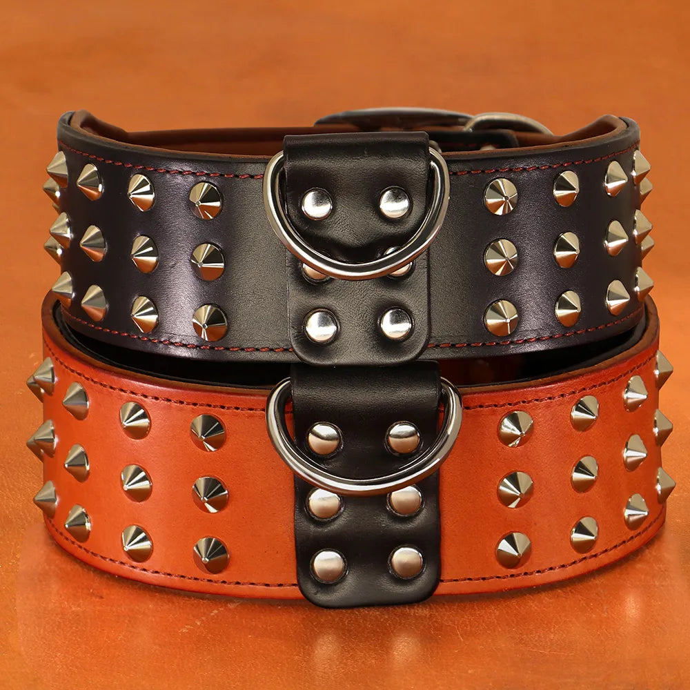 Leather Spiked Dog Collar for Large Dogs