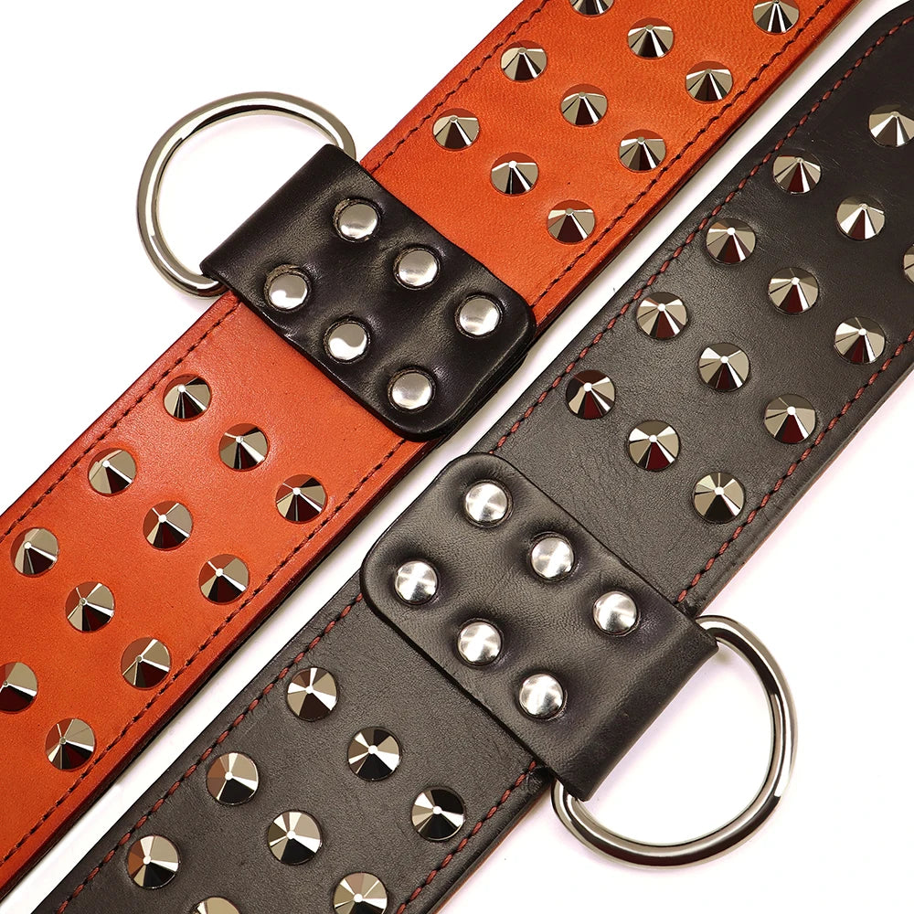 Leather Spiked Dog Collar for Large Dogs