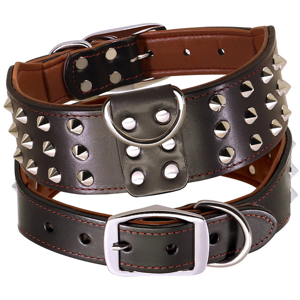 Leather Spiked Dog Collar for Large Dogs